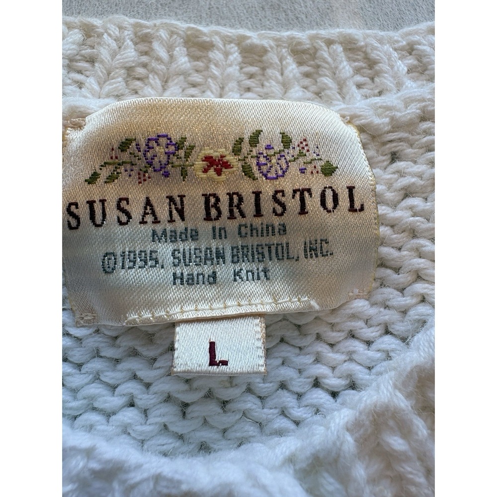 1995 Vtg Susan Bristol Bunny Basket Cardigan NWT 3D Embellish Easter Sweater L - Picture 4 of 13